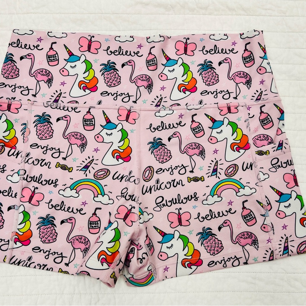 Constantly Varied Gear Pink Unicorn & Rainbow Athletic Shorts